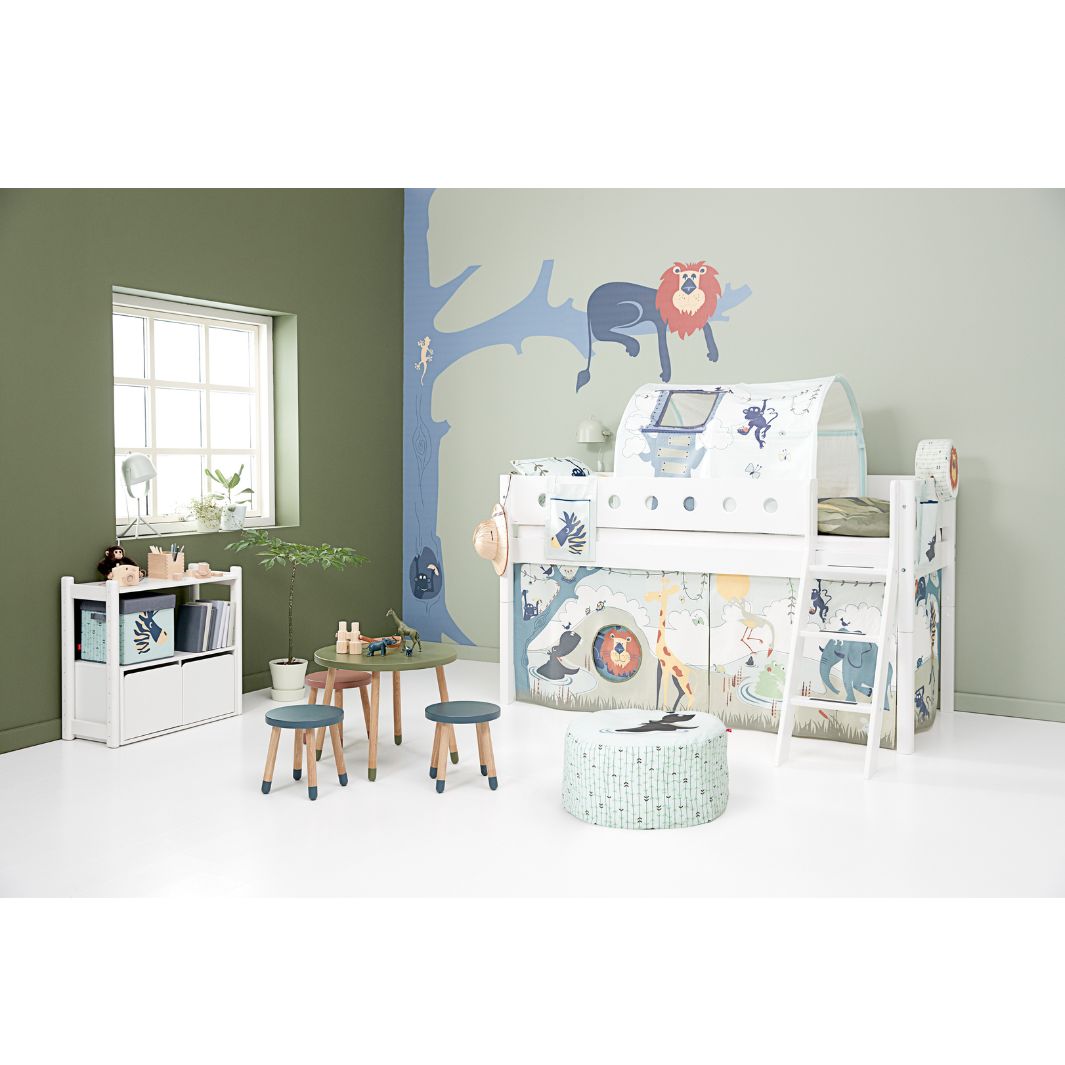 The Decorators: Set 3 perdelute pat copii semi-inalt, Safari, bumbac, gri-multicolor, 110x77 cm