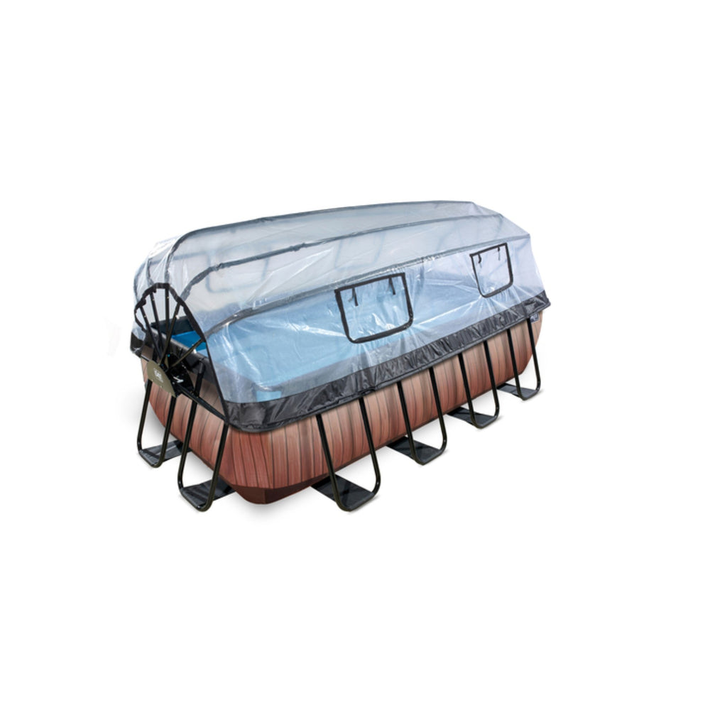 The Decorators: Piscina rectangulara cu pompa filtrare nisip EXIT Frame Pool + Protectie Dome + Pompa de caldura