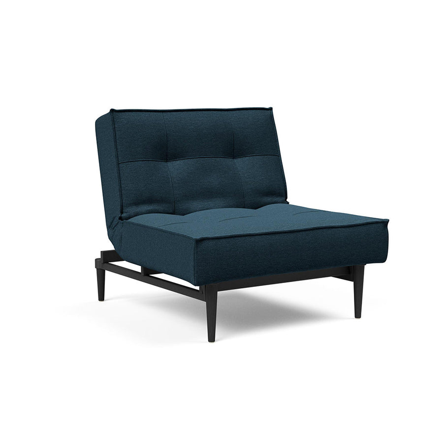 The Decorators: Fotoliu recliner Splitback Styletto Black Wood Argus Navy Blue 115x90cm