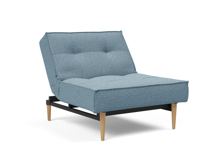The Decorators: Fotoliu recliner Splitback Styletto Light Wood Mixed Dance Light Blue 115x90cm