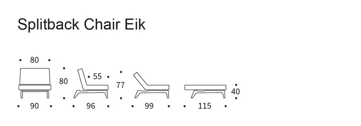 The Decorators: Fotoliu recliner Splitback Eik Oak Flashtex Dark Grey  115x90cm