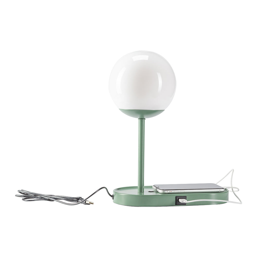 The Decorators: Veioza LED cu USB si suport telefon mobil VOX Bule, verde