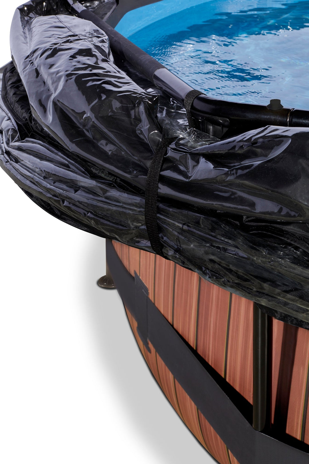 The Decorators: Piscina rotunda cu acoperis EXIT Wood 300x76cm model lemn +pompa de filtrare + acoperis