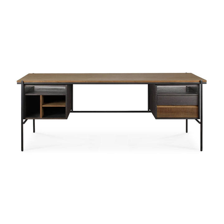 10141 Teak Oscar desk front cut web