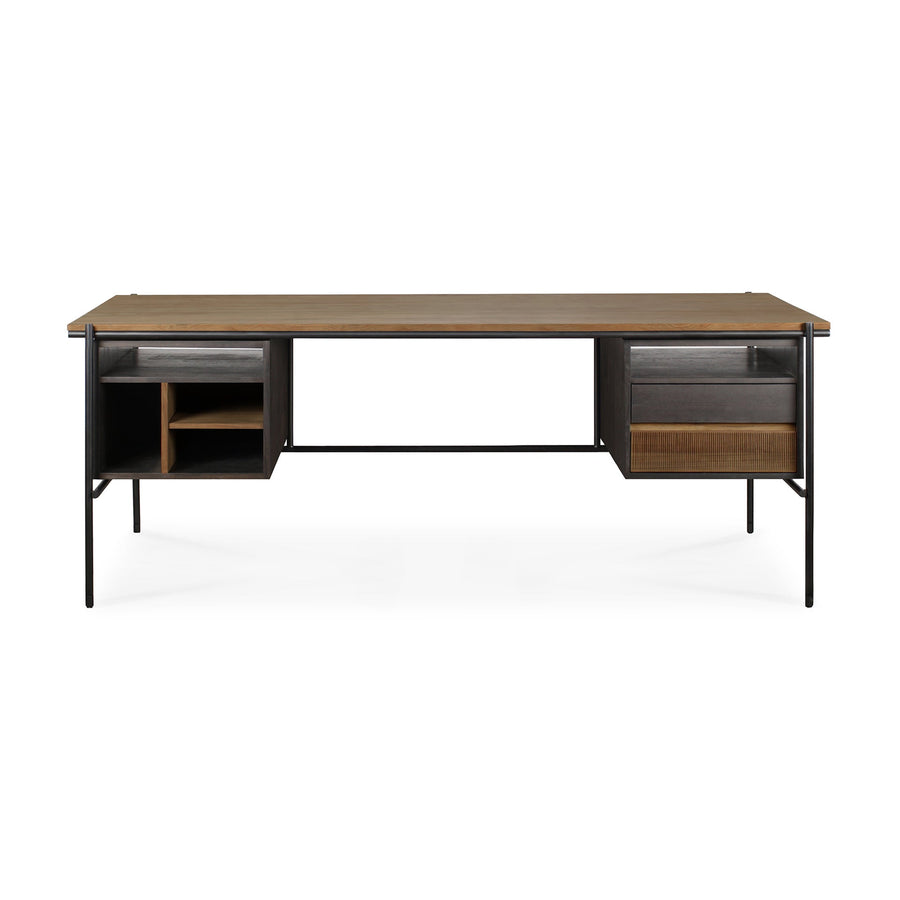 10141 Teak Oscar desk front cut web