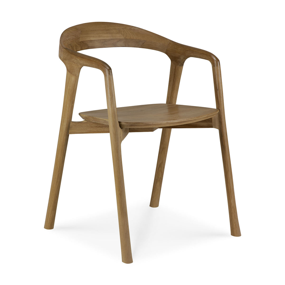 Scaun dining Bok Ethnicraft din tec masiv natural — vedere frontală