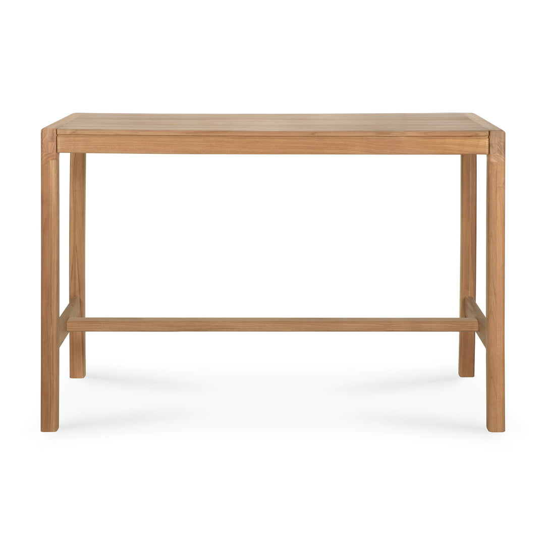 Masă bar de exterior Jack Ethnicraft din tec masiv natural, cu taburete asortate — terasă