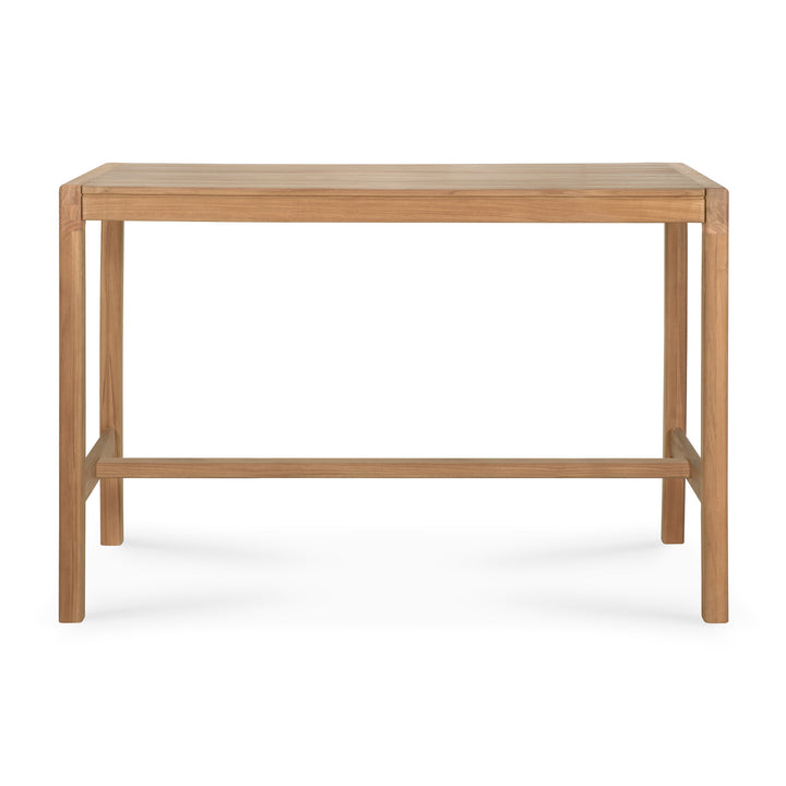 Masă bar de exterior Jack Ethnicraft din tec masiv natural, cu taburete asortate — terasă