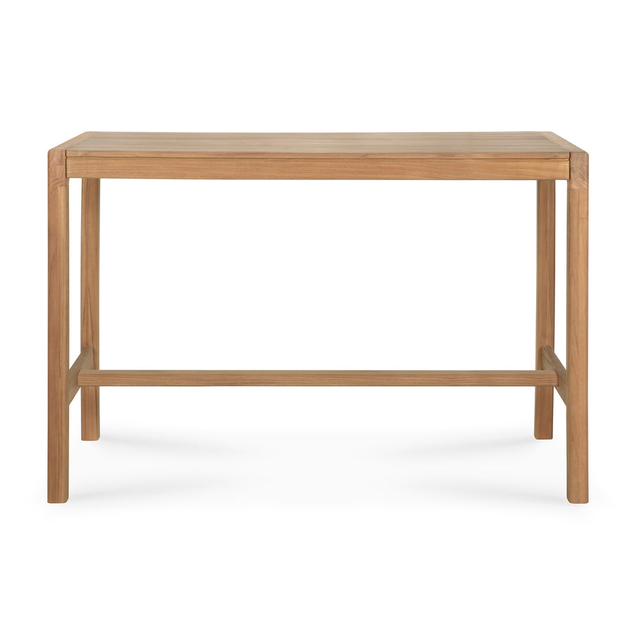 Masă bar de exterior Jack Ethnicraft din tec masiv natural, cu taburete asortate — terasă