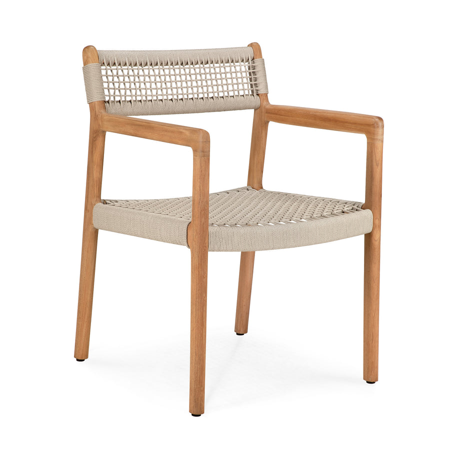 Scaun de dining Jack Woven Ethnicraft outdoor din tec masiv cu coardă — 56×60×81 cm