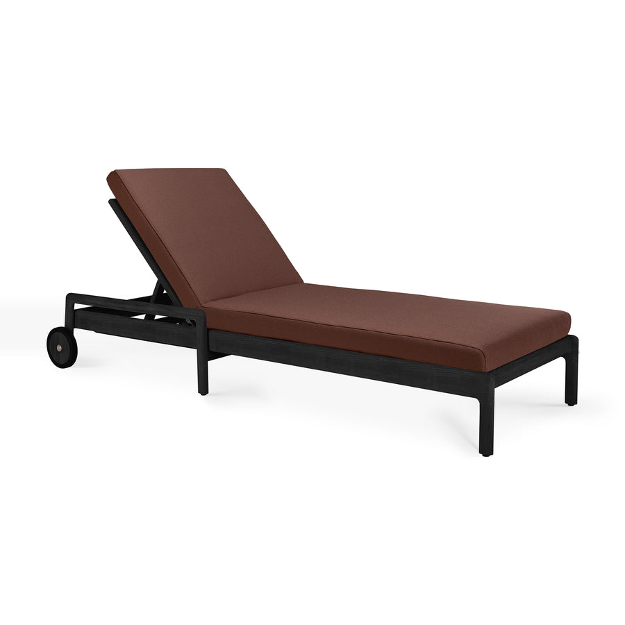 Șezlong reglabil de exterior Jack Ethnicraft din tec negru, spătar reglabil — terasă