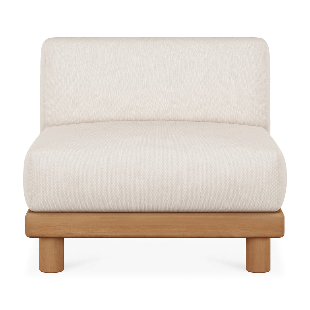 Canapea modulară de exterior Monocle Ethnicraft din tec masiv natural, cu perne moi — terasă