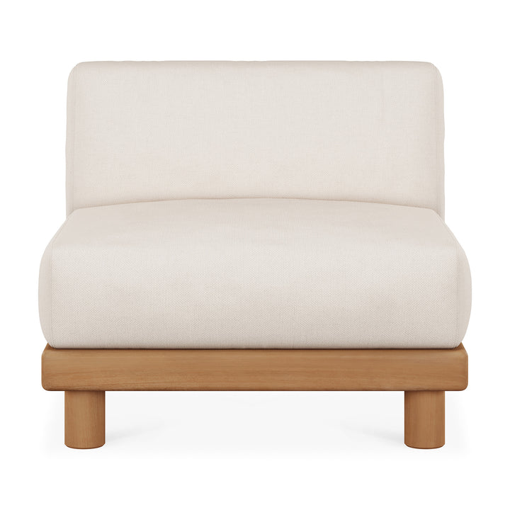 Canapea modulară de exterior Monocle Ethnicraft din tec masiv natural, cu perne moi — terasă