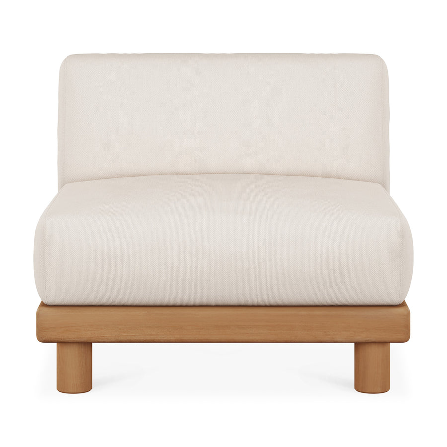 Canapea modulară de exterior Monocle Ethnicraft din tec masiv natural, cu perne moi — terasă