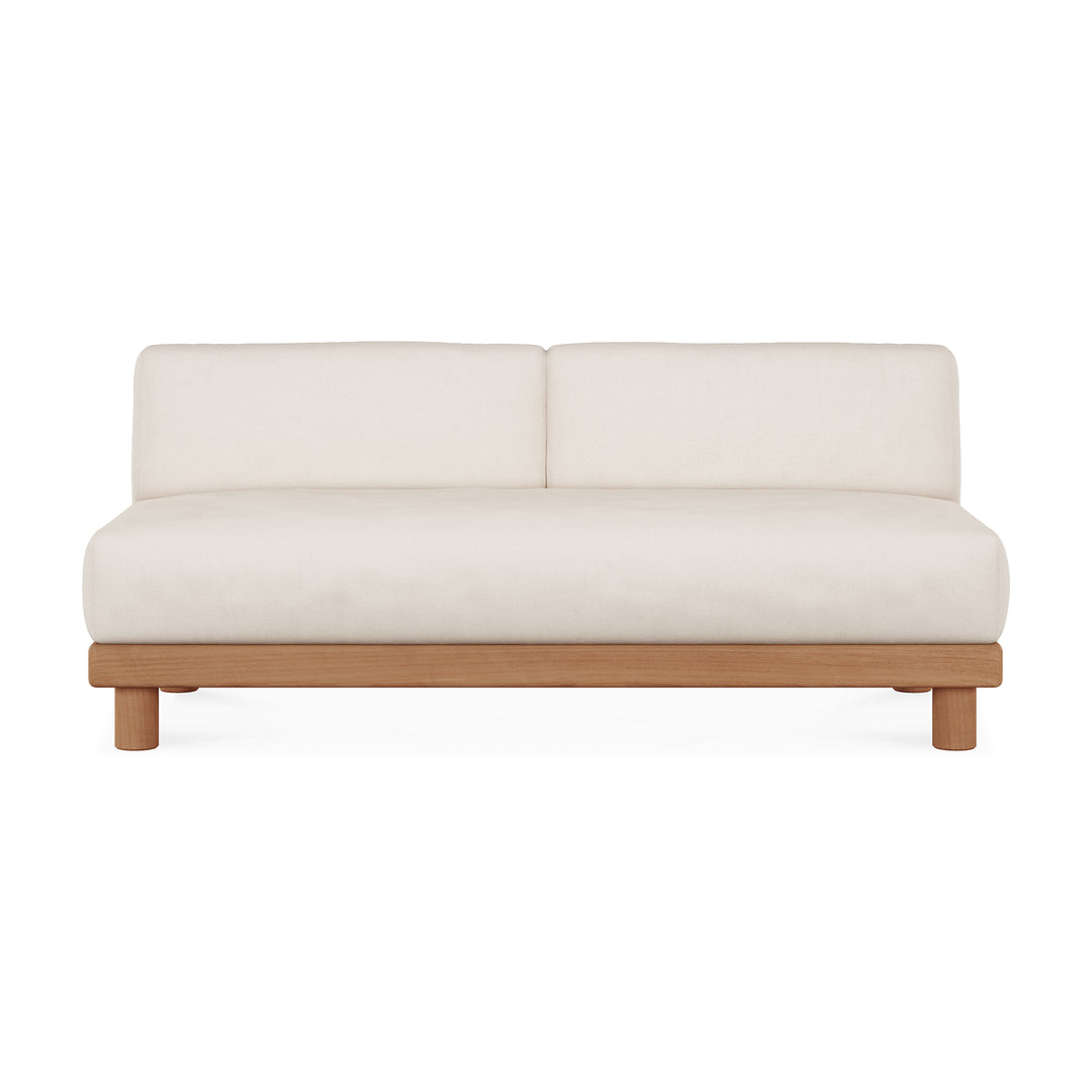 Canapea modulară de exterior Monocle Ethnicraft din tec masiv natural, cu perne moi — terasă