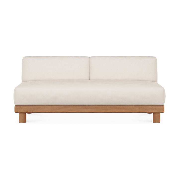 Canapea modulară de exterior Monocle Ethnicraft din tec masiv natural, cu perne moi — terasă