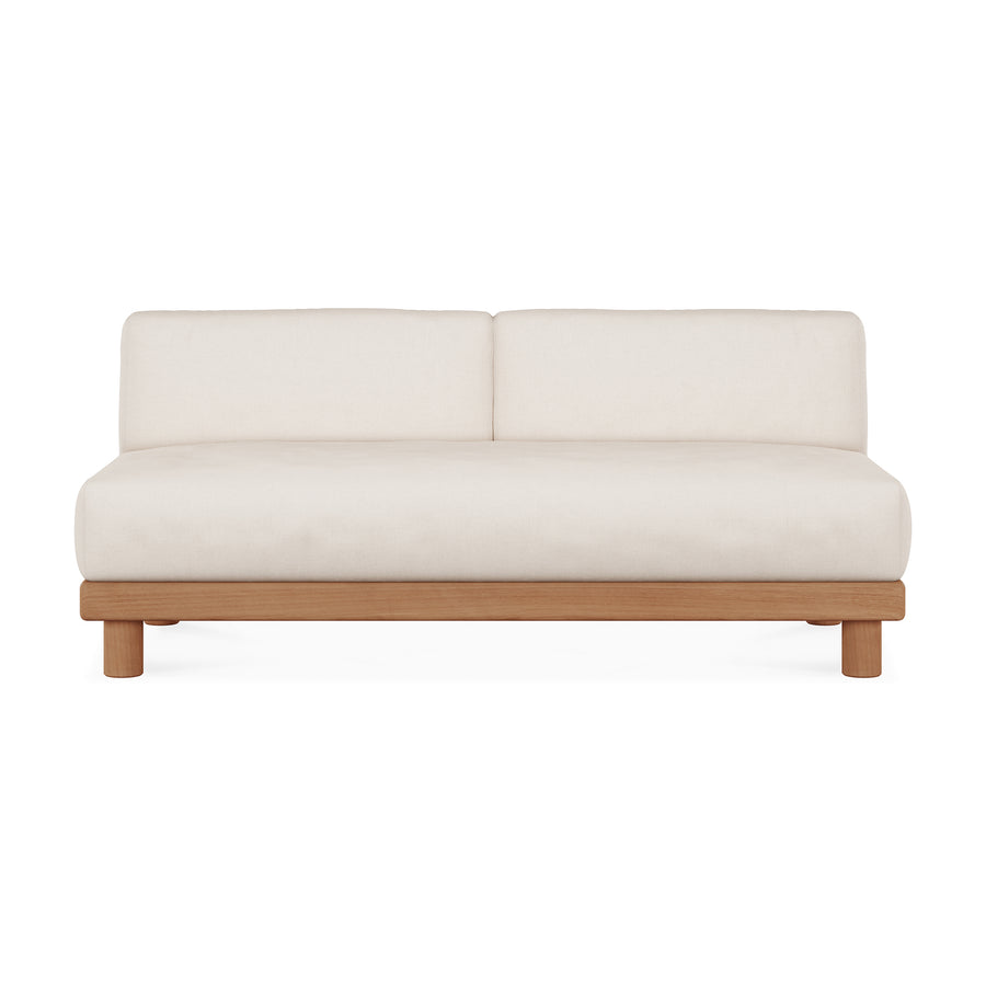 Canapea modulară de exterior Monocle Ethnicraft din tec masiv natural, cu perne moi — terasă