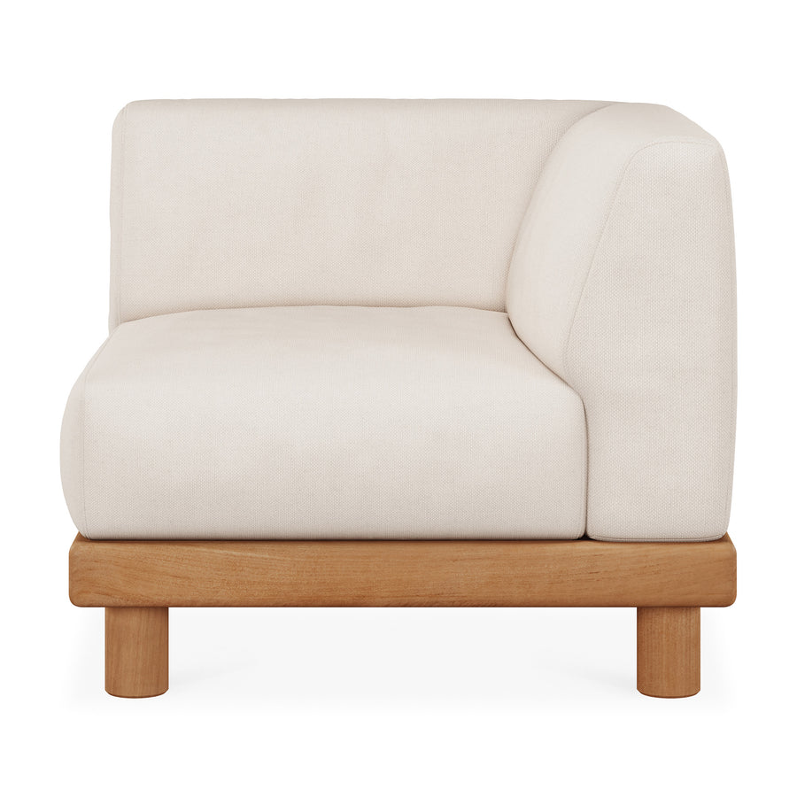 Canapea modulară de exterior Monocle Ethnicraft din tec masiv natural, cu perne moi — terasă
