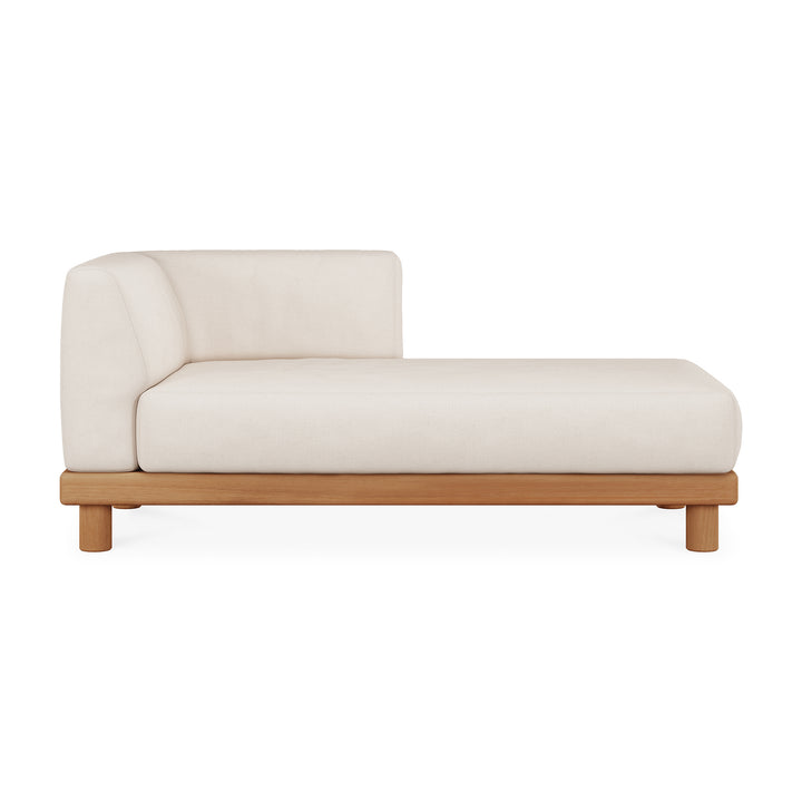 Canapea modulară de exterior Monocle Ethnicraft din tec masiv natural, cu perne moi — terasă
