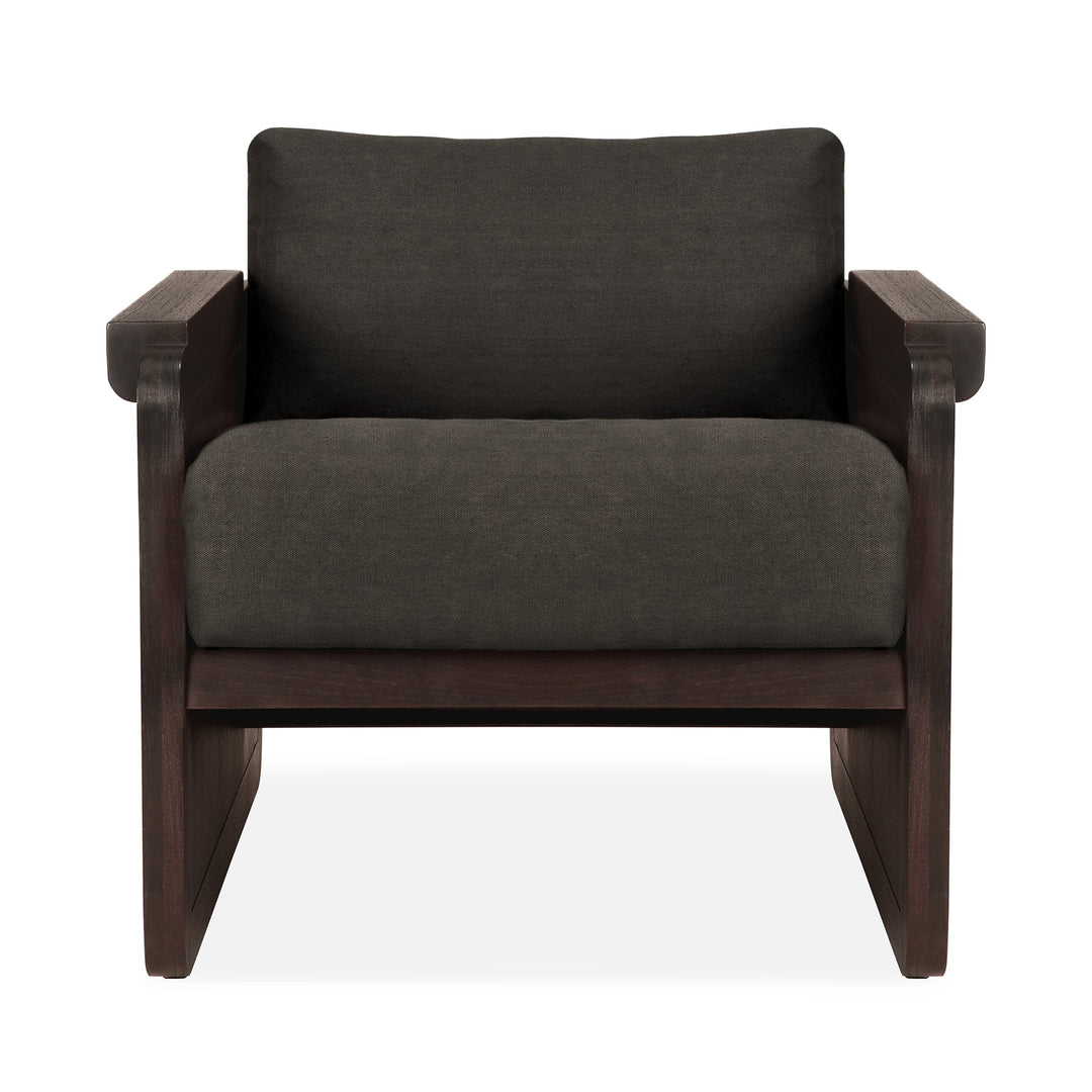 Fotoliu exterior Ethnicraft Panel tec ratan Grey Linen — vedere frontală