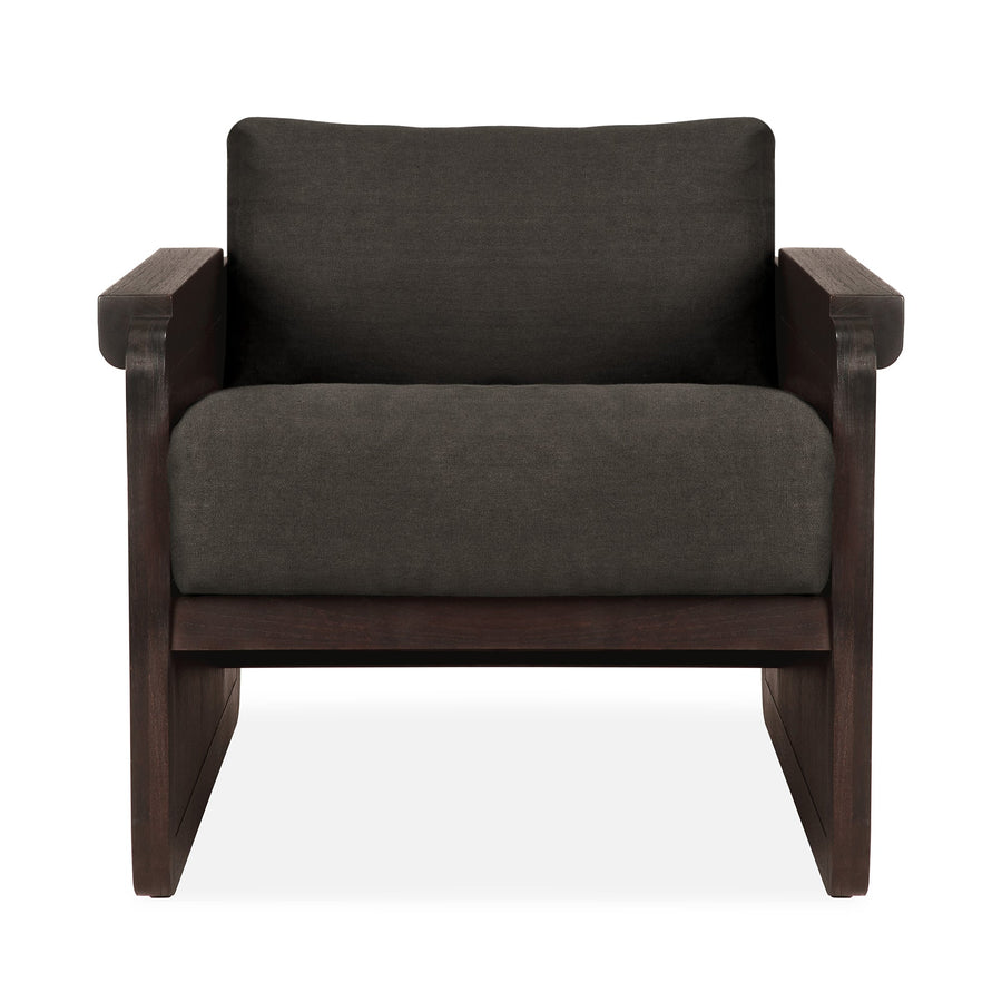 Fotoliu exterior Ethnicraft Panel tec ratan Grey Linen — vedere frontală