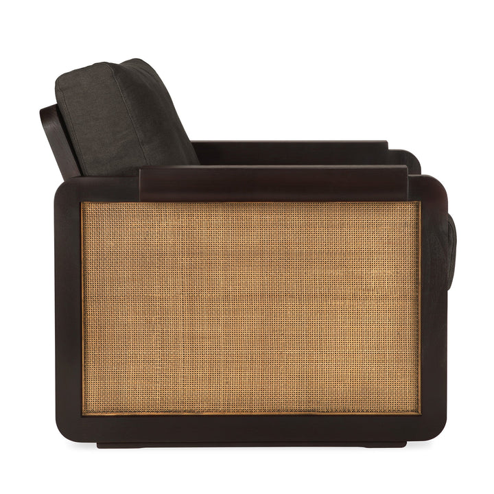 Fotoliu exterior Ethnicraft Panel tec ratan Grey Linen — profil