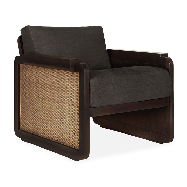 Fotoliu exterior Ethnicraft Panel tec ratan Grey Linen — vedere laterală