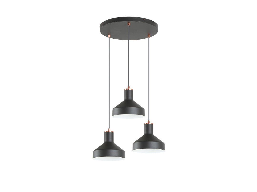 Lustra Schuller Irias 3 lumini rotund negru-cupru
