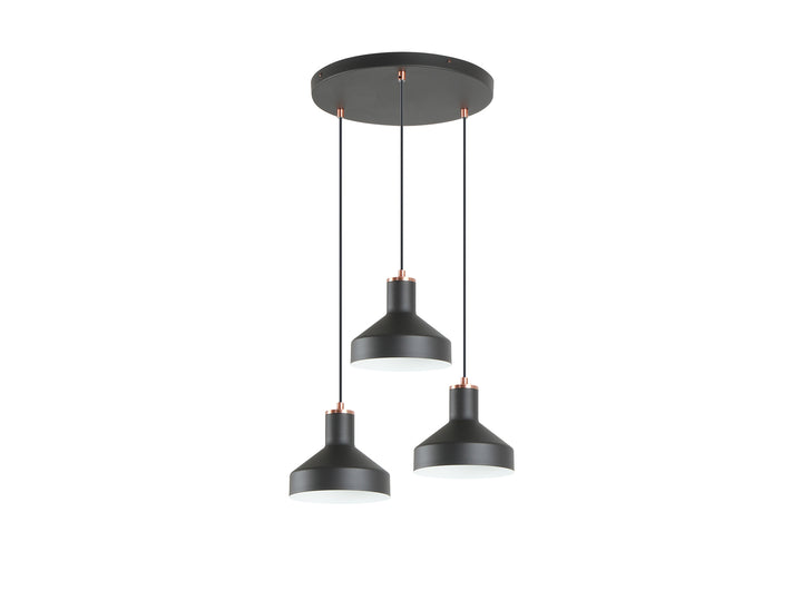 Lustra Schuller Irias 3 lumini rotund negru-cupru