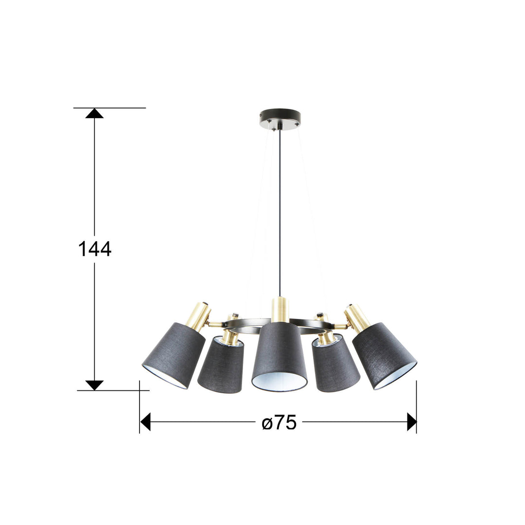 Lustra Schuller Gisela 5 lumini Ø75 negru-alama
