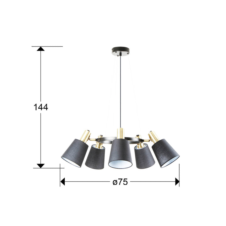 Lustra Schuller Gisela 5 lumini Ø75 negru-alama