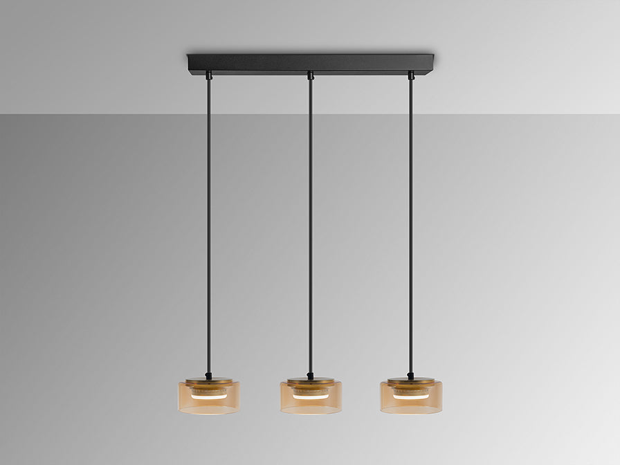 Lustra Schuller Olaia 3 lumini bar negru-chihlimbar