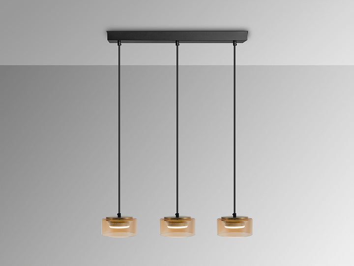 Lustra Schuller Olaia 3 lumini bar negru-chihlimbar