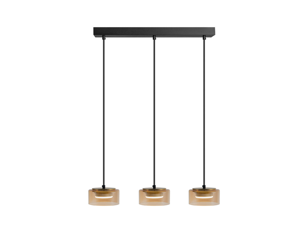 Lustra Schuller Olaia 3 lumini bar negru-chihlimbar