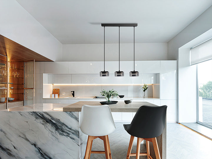 Lustra Schuller Olaia 3 lumini bar negru-fumuriu