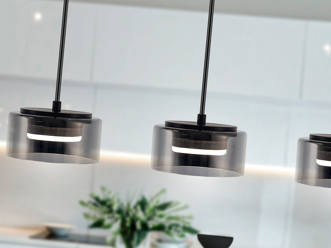 Lustra Schuller Olaia 3 lumini bar negru-fumuriu