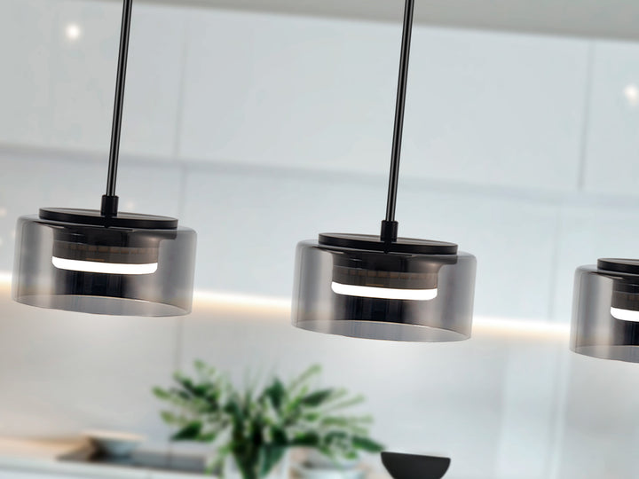 Lustra Schuller Olaia 3 lumini bar negru-fumuriu