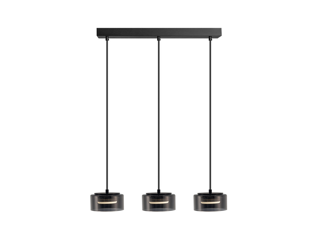 Lustra Schuller Olaia 3 lumini bar negru-fumuriu
