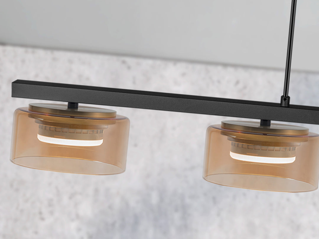 Lustra Schuller Olaia 4 lumini bar negru-chihlimbar
