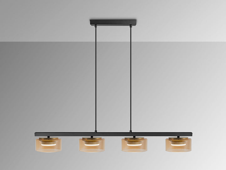 Lustra Schuller Olaia 4 lumini bar negru-chihlimbar