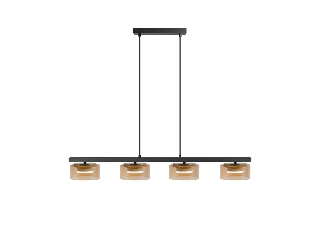 Lustra Schuller Olaia 4 lumini bar negru-chihlimbar