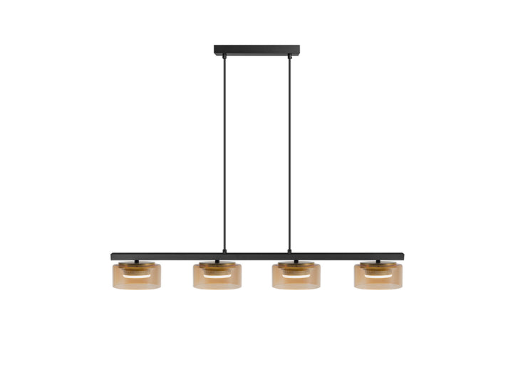 Lustra Schuller Olaia 4 lumini bar negru-chihlimbar