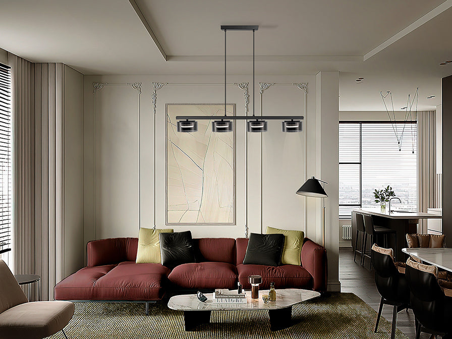 Lustra Schuller Olaia 4 lumini bar negru-fumuriu