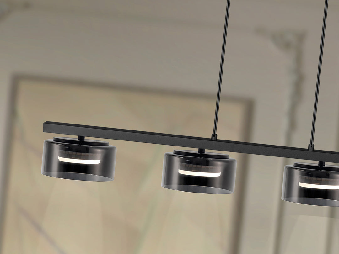 Lustra Schuller Olaia 4 lumini bar negru-fumuriu