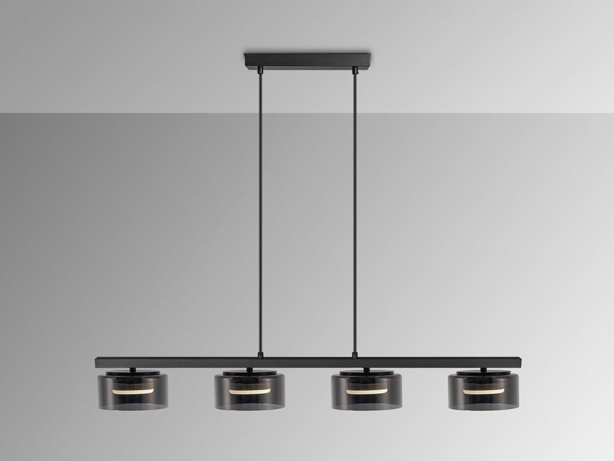 Lustra Schuller Olaia 4 lumini bar negru-fumuriu