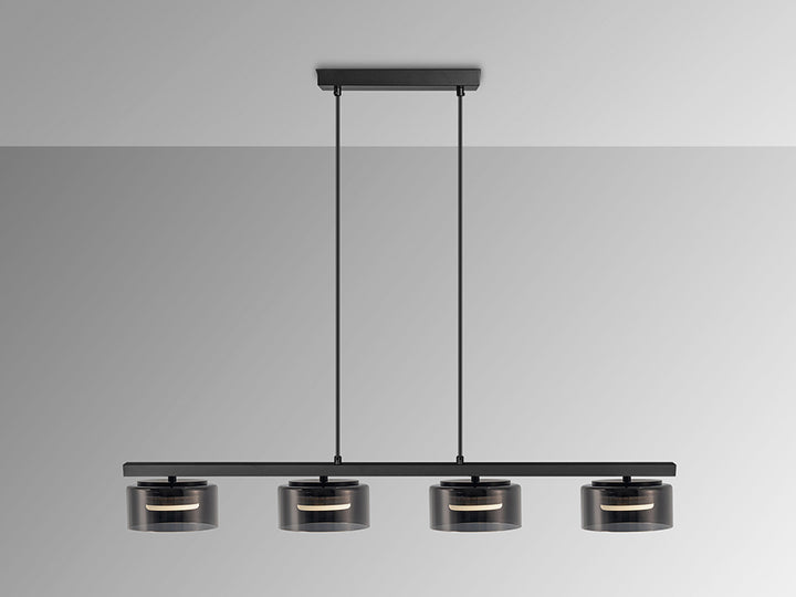 Lustra Schuller Olaia 4 lumini bar negru-fumuriu