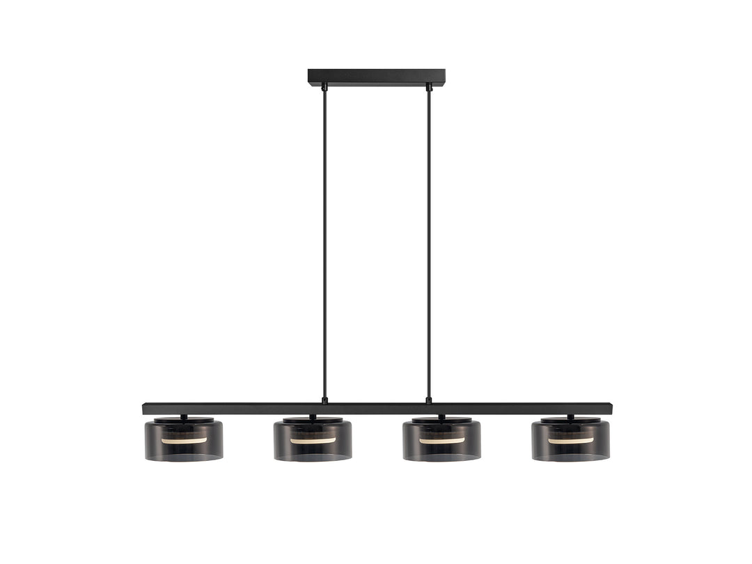Lustra Schuller Olaia 4 lumini bar negru-fumuriu