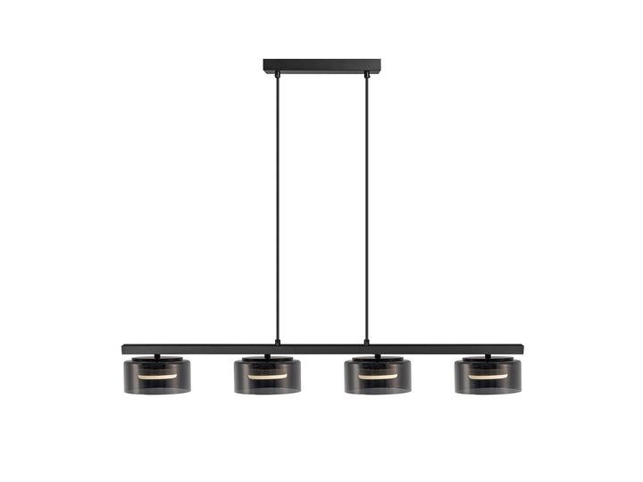 Lustra Schuller Olaia 4 lumini bar negru-fumuriu