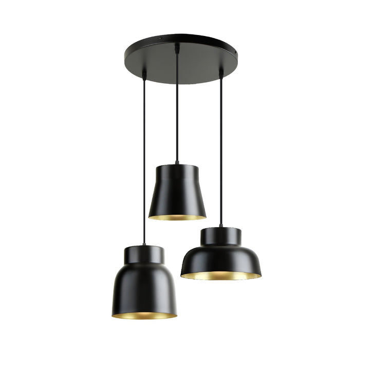 Lustra Schuller Vulcano 3 lumini rotund negru-auriu Ø47
