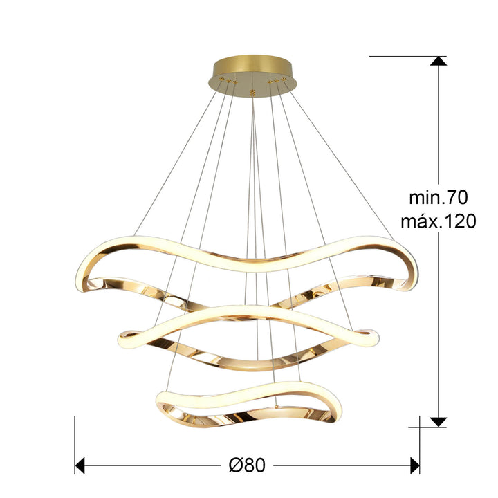 Lustra Schuller Naos 3 inele Ø80 rose gold LED 68W dimabilă